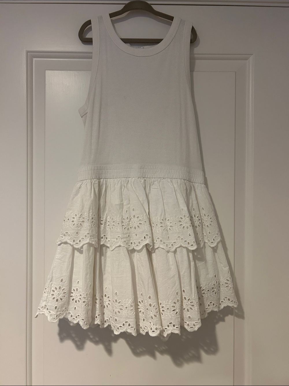 Girls' White Eyelet Tiered Summer Dress